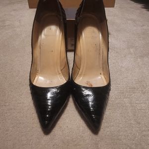 Christian Louboutin Black Python Leather Pumps
